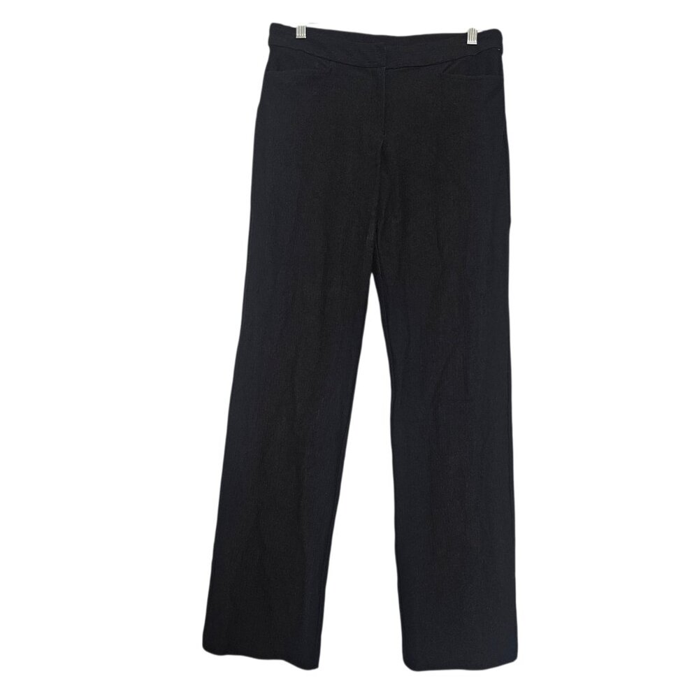 Eileen Fisher Women's Straight Leg Black Pants SZ Small Ribbed Stretch Pockets